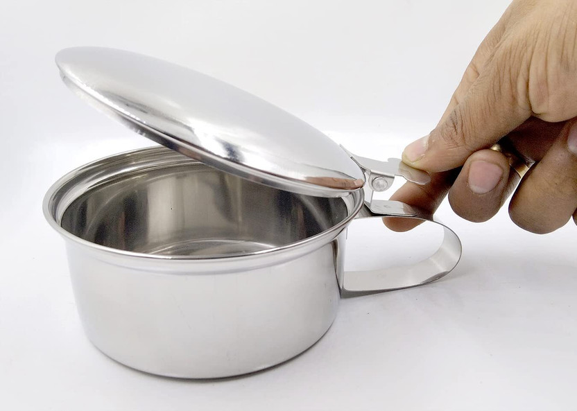 Medical Spitting with Lid | Stainless Steel | Pack of 1 Stainless Steel Bath Mug(100 ml)
