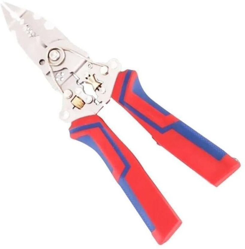 REVATAKG 13-in-1 Wire Stripper Pliers with Voltage Tester Adjustable Electrical Cutting Multi Utility Plier(1 Tools, Multicolor)
