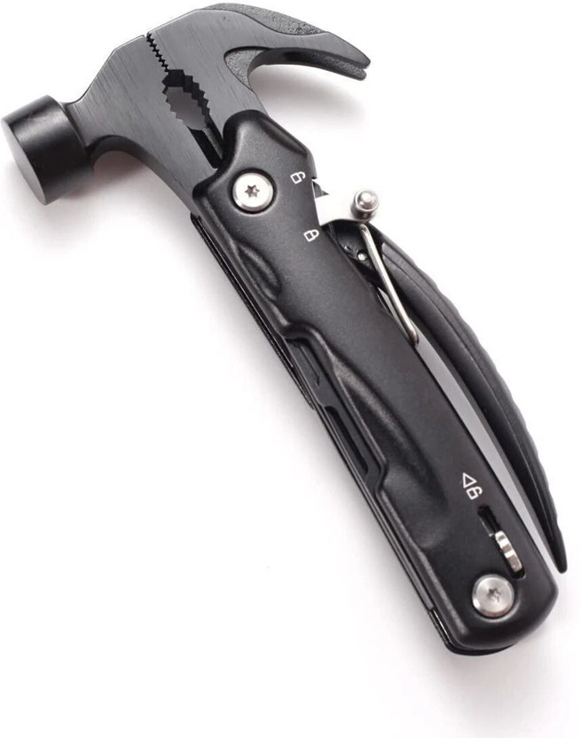 ROSE KULI Multifunction Stainless Steel 12 in 1 Multi-Functional Pocket Hand Tool Set Multi Utility Plier(1 Tools, Black)