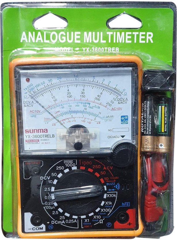 Gilhot YX-3600 TREB Analog Multimeter | High-Precision AC/DC Voltage Analog Multimeter(Black, Yellow 2000 Counts)