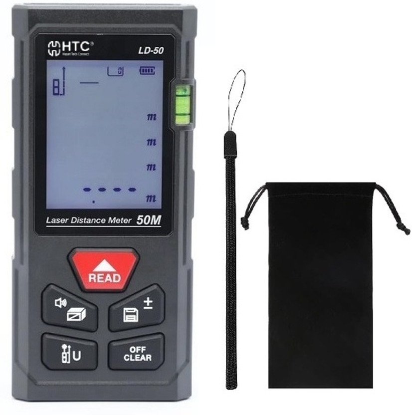 HTY HTC LD-50 Laser Distance Meter Battery Installation and Replacement Self Calibration Function, Single/Continuous/Area/Volume Measurement Non-magnetic Electronic Level(5000 cm)