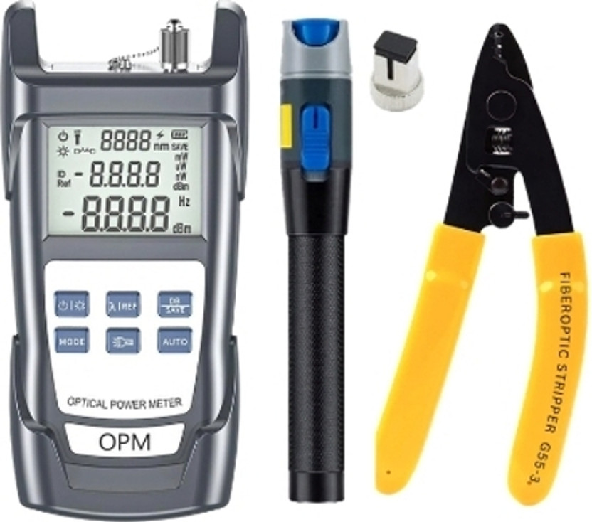 FIBERONIX Optical Power Meter with 10mw Visual Fault Locator and 3 Holes Fiber Stripper Digital Multimeter(Multicolor 2000 Counts)