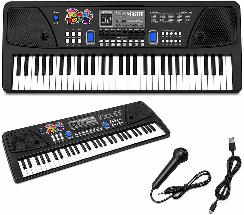KING TOYZ SM-61K Piano Keyboard for Kids | Beginners with Mic & Recording Function Analog Digital Piano(61 Keys)