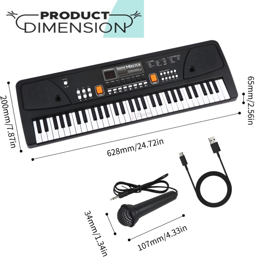 JOYWHIZ Multifunctional Digital Electronic Musical Piano includes Microphone, USB Power Cable & LED Display with Dual Power Source for Beginners Kids Boys & Girls | Analog Portable Keyboard(61 Keys)