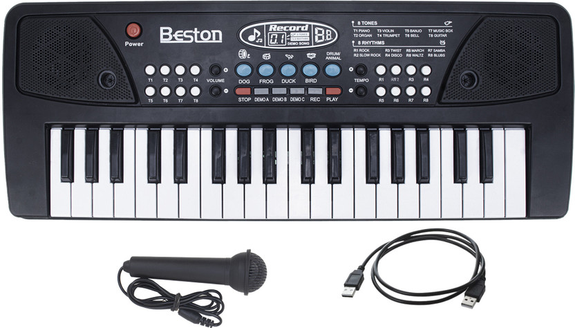 BESTON 37 Keys Piano Toy with Microphone, USB Power Cable & Sound Recording Function Analog Portable Keyboard(37 Keys)