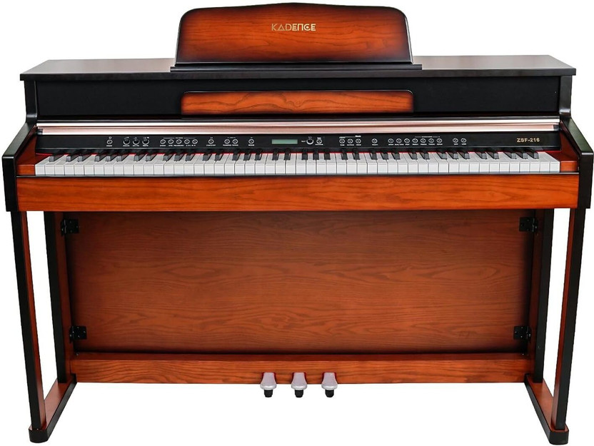 KADENCE ZSF216 - 88 Keys Natural Weighted Hammer Action Digital Piano with Stand Triple Pedals, MIDI & Premium Wooden Key Covers | Brown Digital Digital Piano(88 Keys)