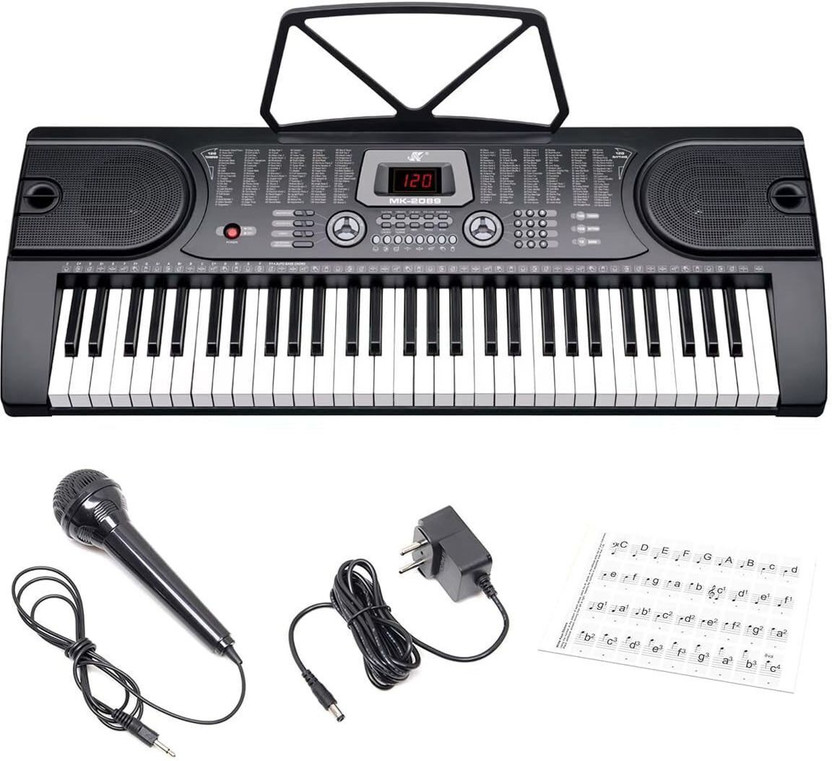 Mocking Bird 61-Key Electronic Keyboard Piano with Microphone 255 Rhythms/Timbres for Karaoke Digital Keyboard Piano with Music Sheet Stand |Key Note Stickers and Mic Adapter Digital Digital Piano(61 Keys)