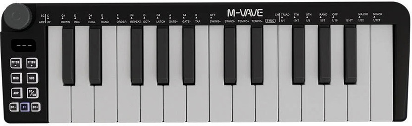 Stig M-VAVE 25-Key MIDI Mini Keyboard Controller – Portable USB MIDI Pad with Velocity Sensitive White Keys, Black Body for Music Production Analog Portable Keyboard(25 Keys)