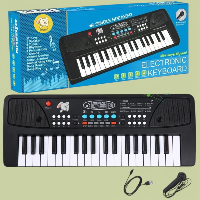 Maa Momai Toys MT-4 Rhythm 37-Key Kids Keyboard with Sound Effects & Tempo Contro Analog Digital Piano(37 Keys)