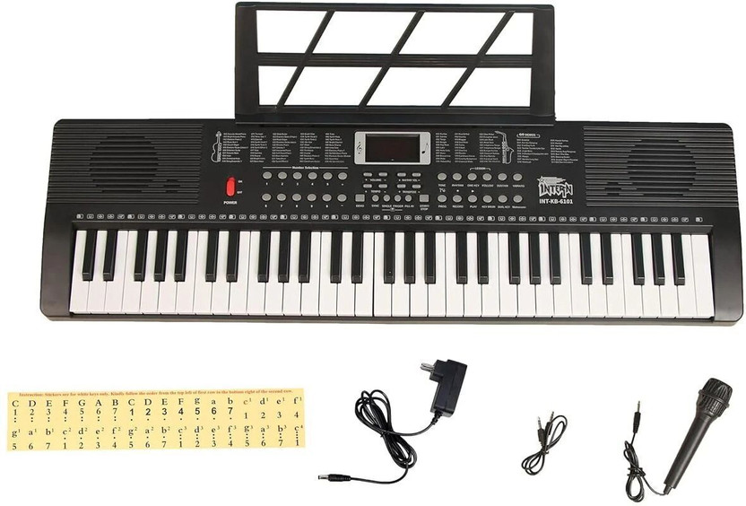 intern INT-KB 61 Keys Touch Response Portable Piano Keyboard with Mic and 5V Power Adapter Digital Portable Keyboard(61 Keys)