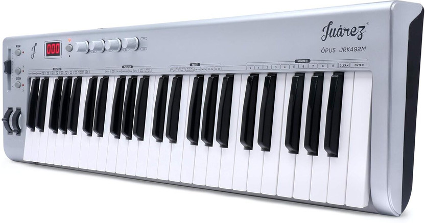 Juarez Opus JRK492M 49-Key MIDI Keyboard Controller with Initial Touch Response | Adapter | Key Note Stickers | Music Sheet Stand | MIDI Out | USB Interface Digital Portable Keyboard(49 Keys)