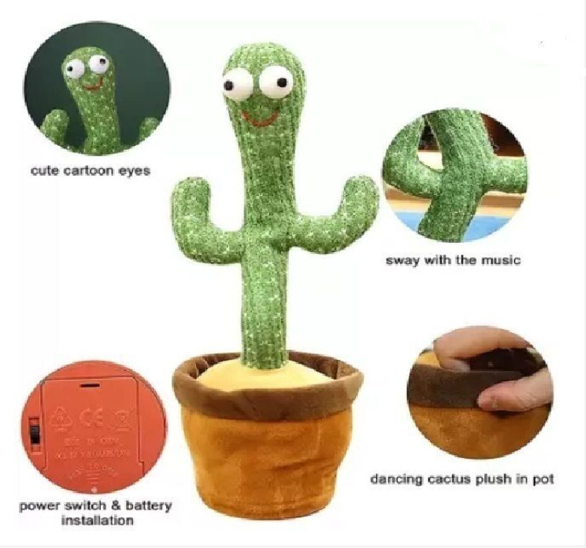 Bansal Dancing Cactus Toy for Kids |Talking Singing Children Baby Plush Electronic Toys(Green, Brown)