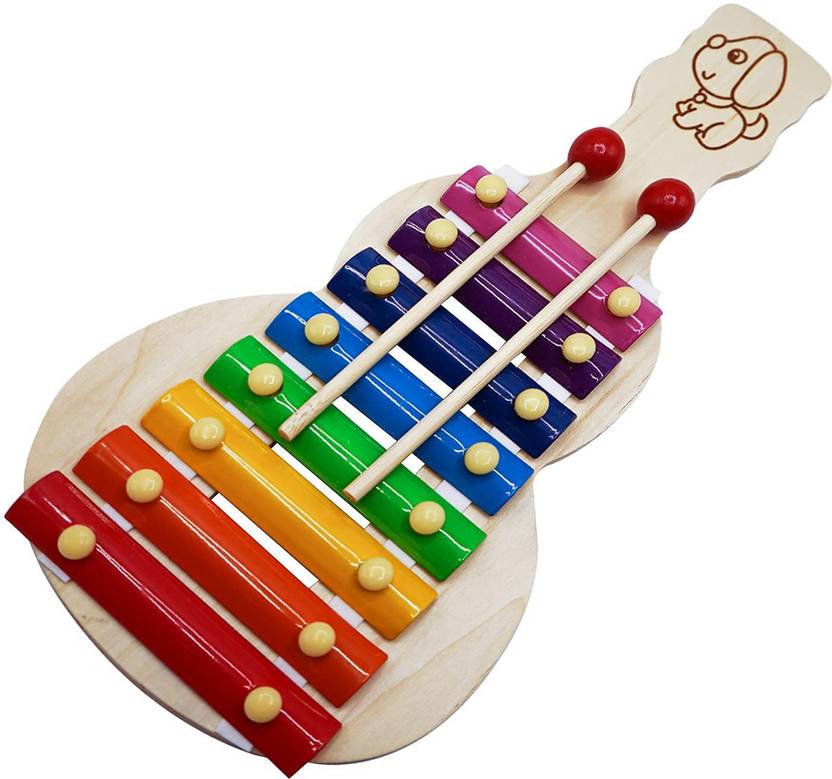Mines Creations Gitar Xylophone for Kids, Wooden Xylophone Toy with 8