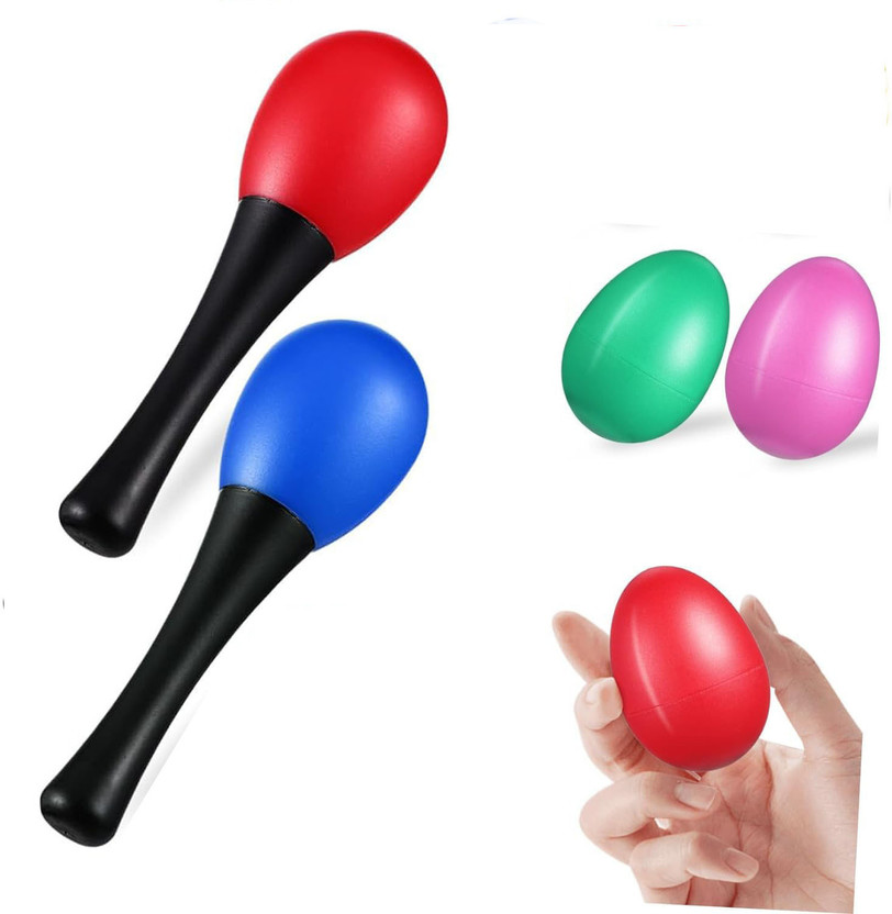 TechBlaze Egg Shakers with Handle Plastic Egg Shaker Maracas Egg for Kids Toys (2+2)(Multicolor)