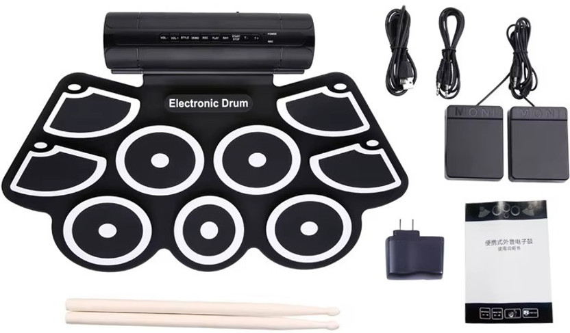 QAWACHH Electronic Portable Drum Musical Instrument Jazz Electronic Percussive 9 Pads(White, Black)
