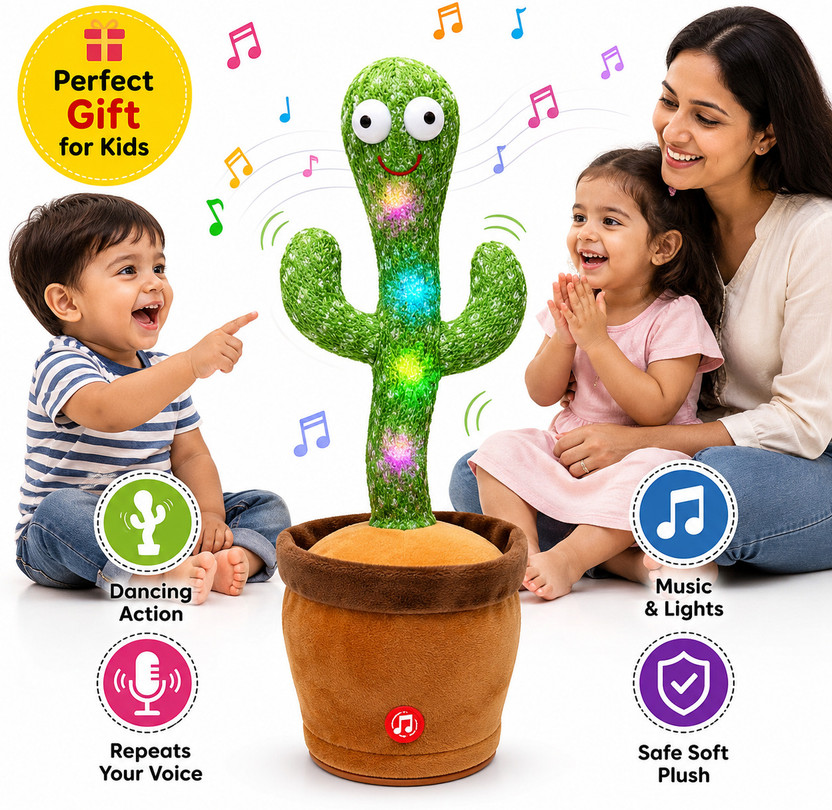 Toys Adventure Dancing Cactus Talking Musical Toy for Kids, Mimicking & Music Features(Green)