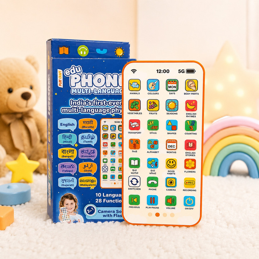 AADVIK SINGH GLOBAL Interactive Smartphone for Kids | Multi-Language Learning Toy with Sound & Flash(Orange)