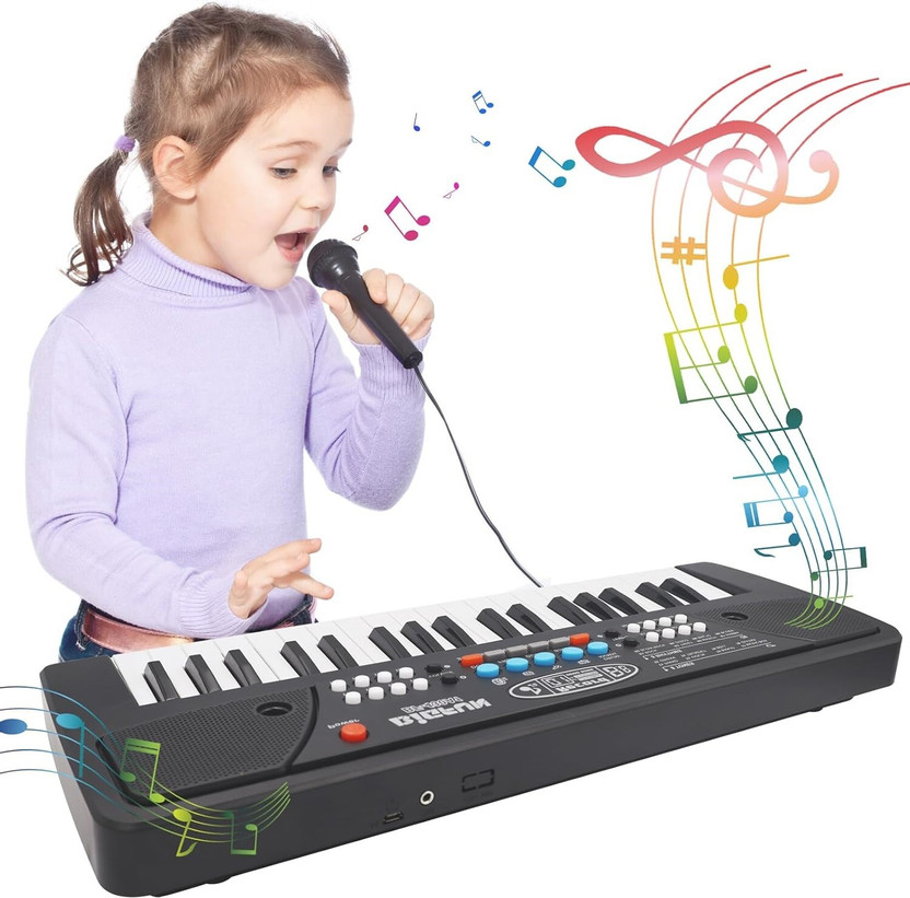 SALEOFF Kids Piano With 37 Keys Keyboard|Piano For Kids With Microphone39(Black)