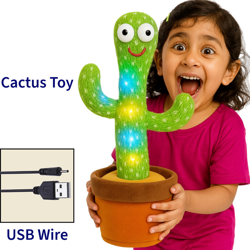 FXI Dancing Cactus Toy Talking For Kids Repeat What You Say Light Music Toy For Kids(Multicolor)