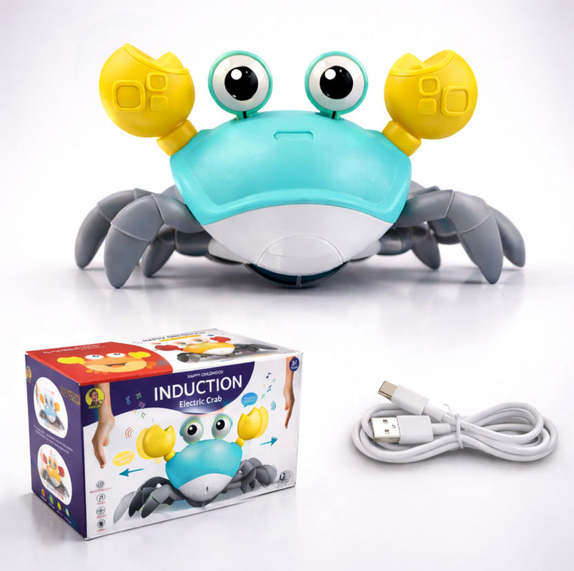 SMART BOY Crab Toy for Kids | Music & Lights USB Rechargeable Crawling Toy(Blue, Multicolor)