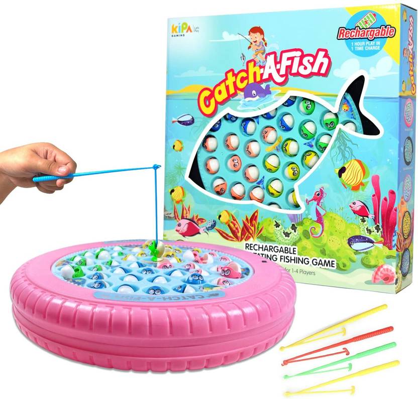 KIPA GAMING Rechargeable Fish Catching Game with Music & Rotating Board
