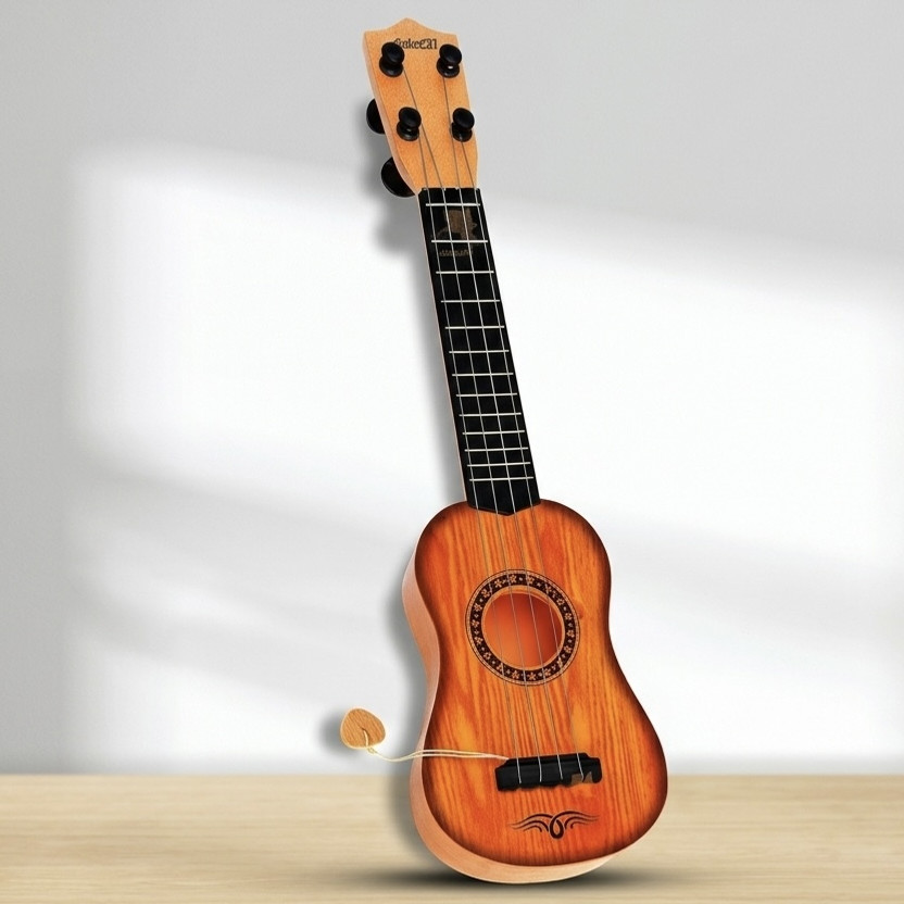 Treo comm Realistic 4 String Guitar For Kid Musical Instrument Toys For Baby Ukulele Style(Brown, Beige, Black)