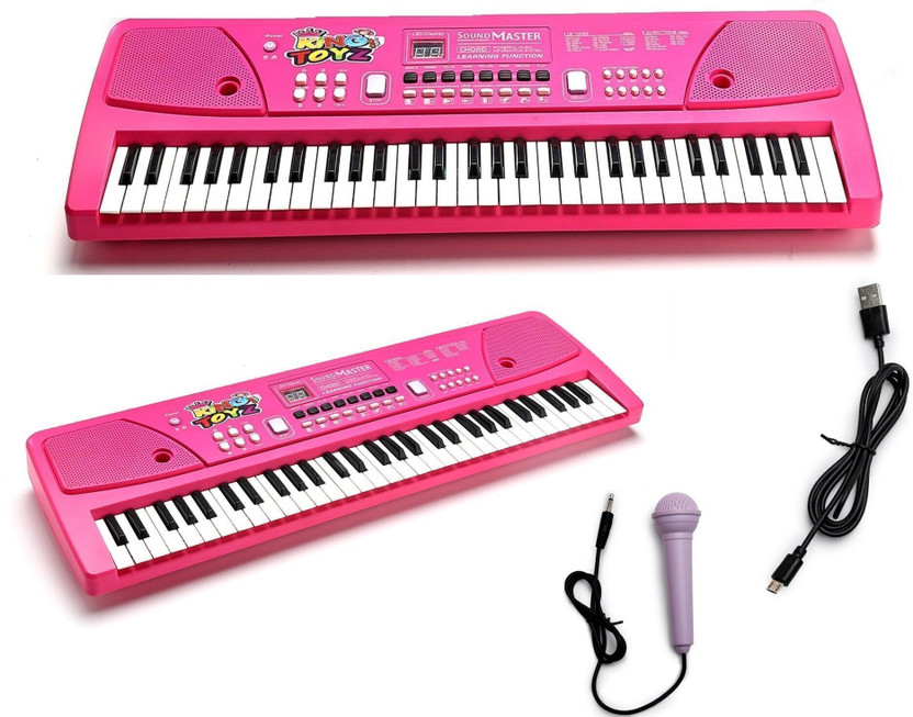 KING TOYZ 61 Keys Piano Keyboard for Kids | Beginners with Mic & Recording Function(Pink)