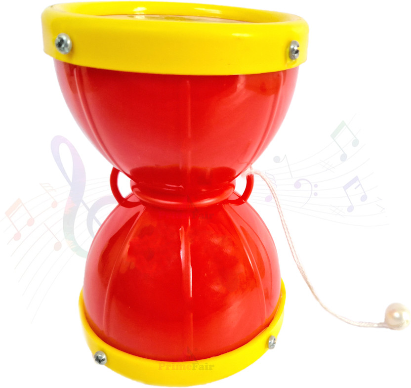 PRIMEFAIR Damaru Hand Drum Set, Percussion ,Musical Sound Instruments for Kids Toys(Red)