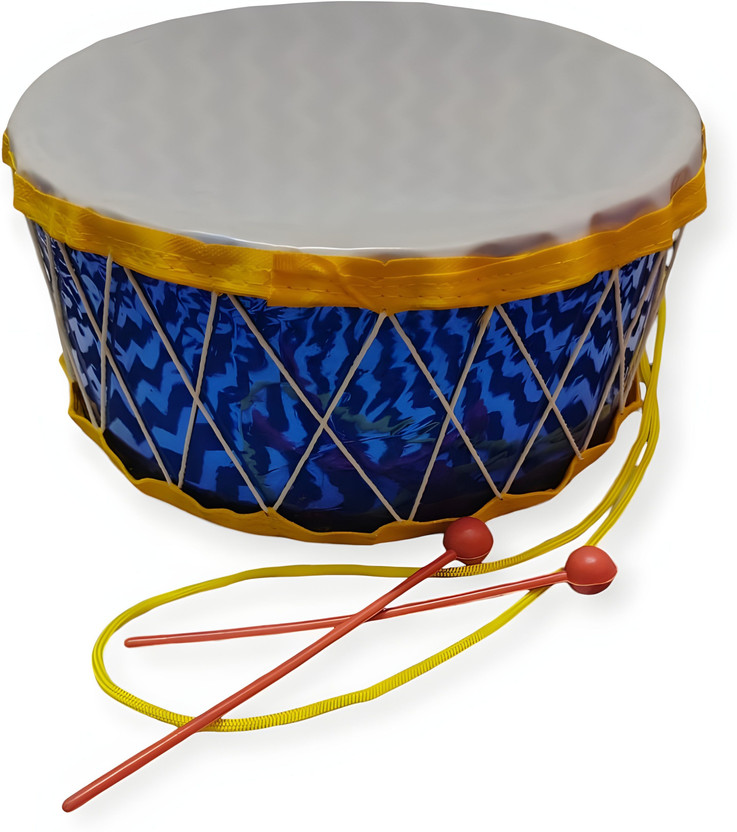 Satgurutoys Satgurutoys Cardboard Musical Dhafli / Drum with 2 Sticks & Hanging Strap Toy Instrument(Blue) - Flipkart Deal