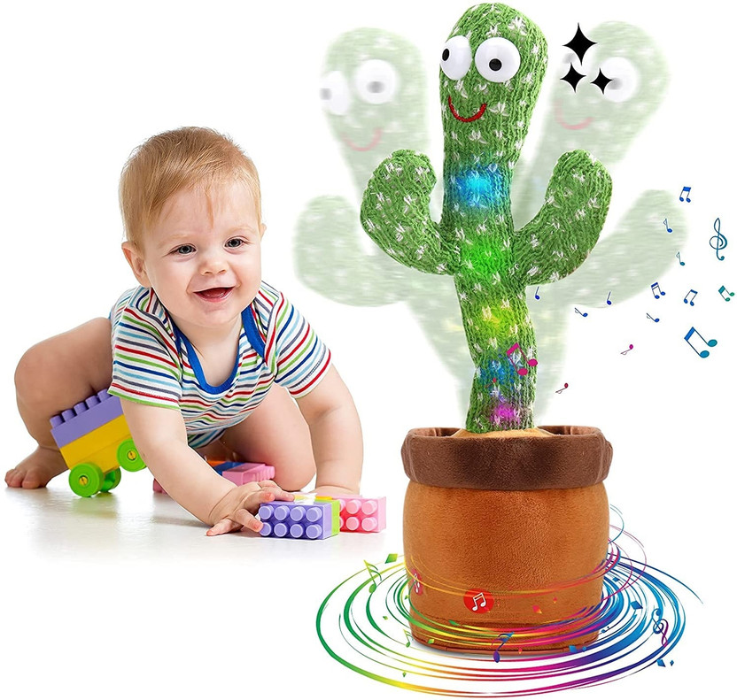 Sonpal Cactus Talking Toy, Wriggle Singing Cactus Repeats What You Say Soft Plush(Multicolor)