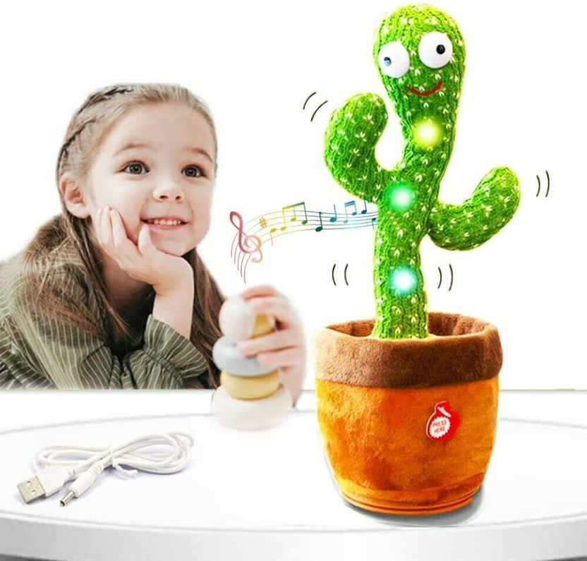SHRIBALAJITOYS Dancing Talking Cactus Plush Toy for Baby Mimicking, Singing, Repeating(Multicolor)