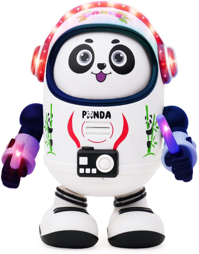 DHRUVINE Dancing Panda Robot Toy with Music & LED Lights | Battery Operated(White)
