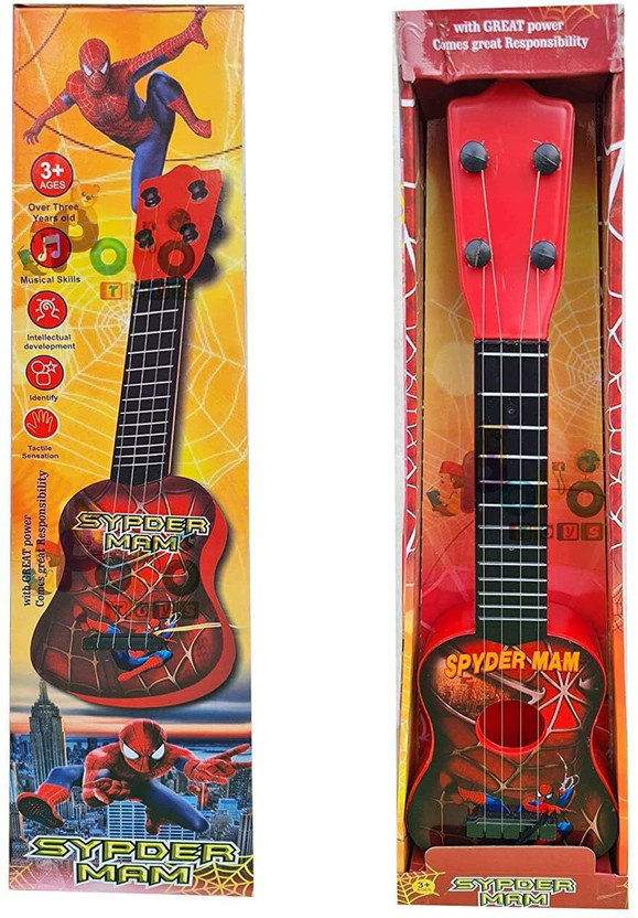 K.D Tinytots Acoustic Learning Mini Guitar Toy || Cartoon Printed Mini Guitar for Children(Multicolor)