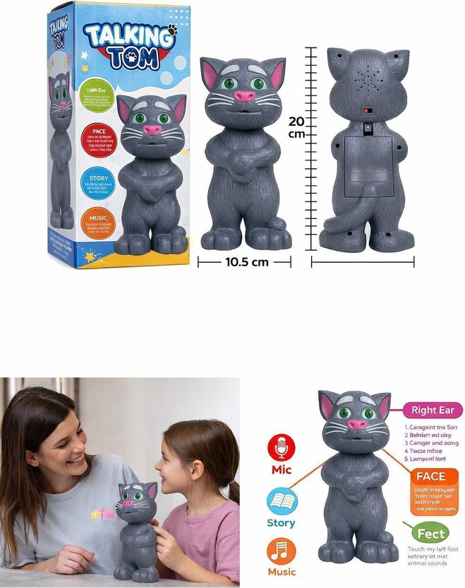 Kunti Narayan Enterprices Interactive Talking Cat Toy(Grey)