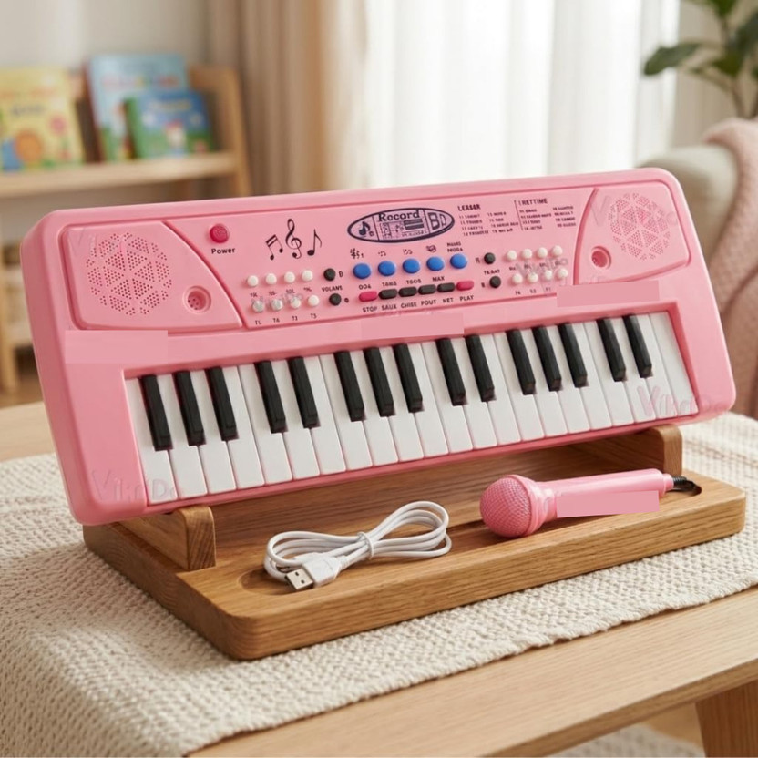 Jericos Jericos Kids Play 37 Keys Pink Piano With Power Option, Microphone & Recording Function(Pink) - Flipkart Deal