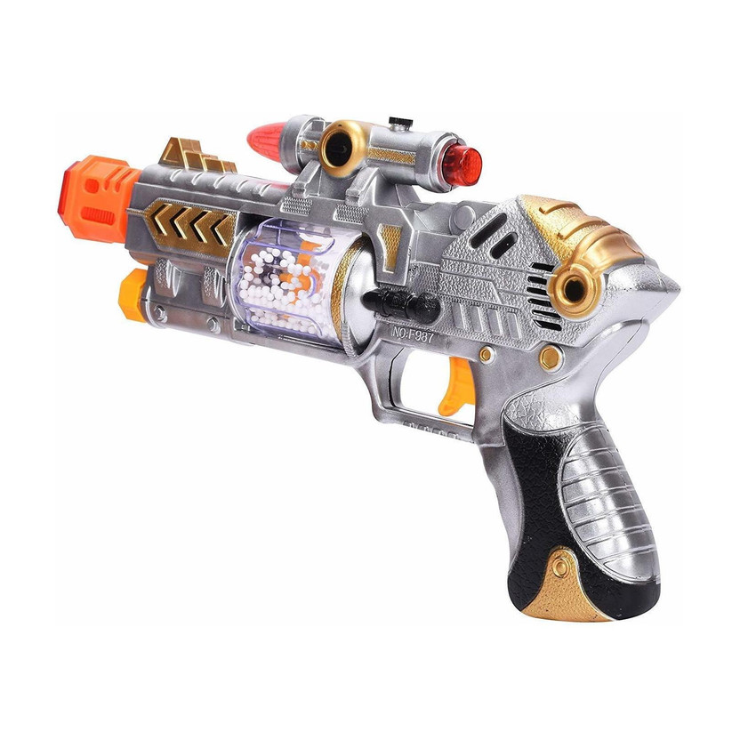 Ruhani Toys & Gift Gallery laser sound music flashing lights gun toy for kids-Multi color Guns & Darts(Silver)