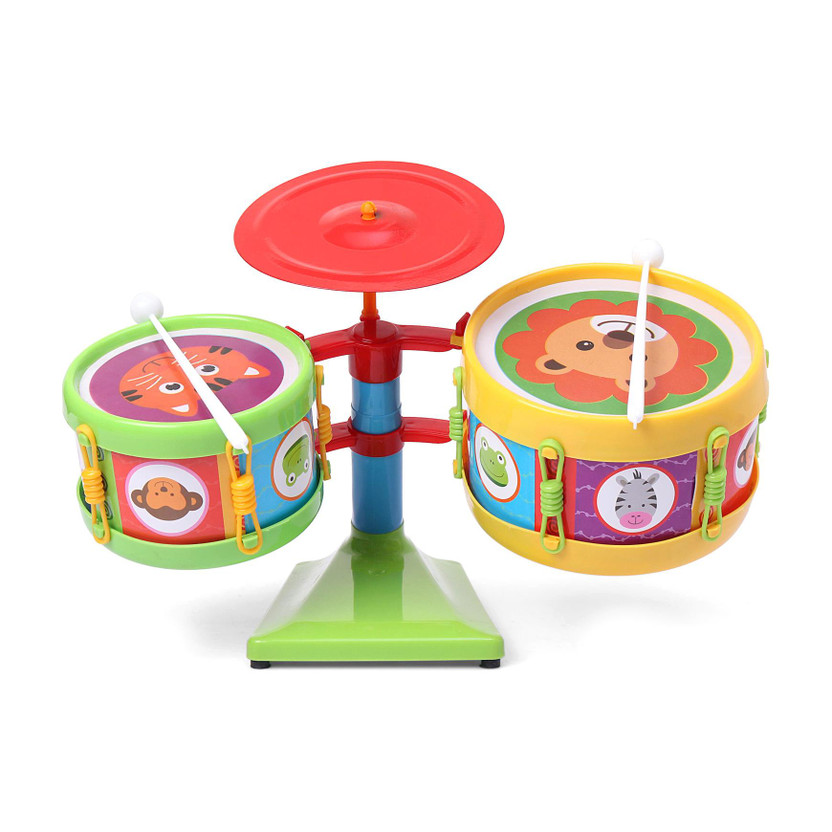 YUIOP - Musical Drum Set With 2 Drums & 2 Sticks - Animal Print - Play & Learn Music(Multicolor)