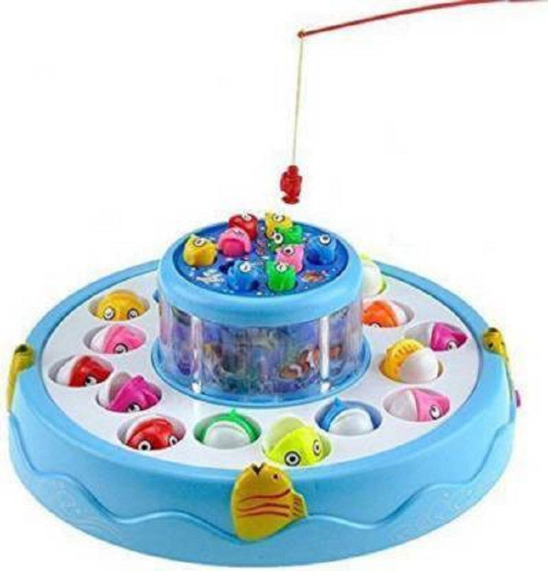 Aarohi Collections Go Go Fishing Electric Rotating Magnetic Fish Catching Game With Musical Lights For Kids (Multicolor) Party & Fun Games(Multicolor)