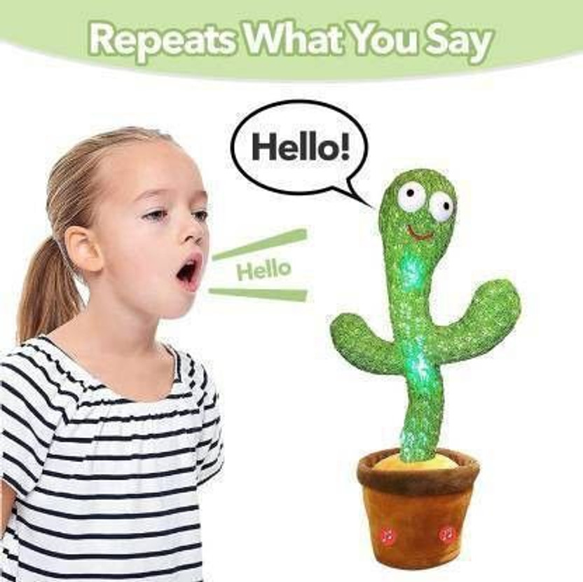 NPN Dancing Cactus Toy + USB Power Cable - Repeats What You Say(Multicolor)