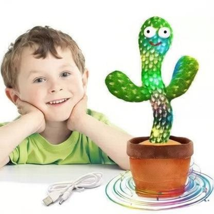 MVP Talking Singing Toy Decoration Rechargeable Dancing Cactus Plush Toys Same(Green)