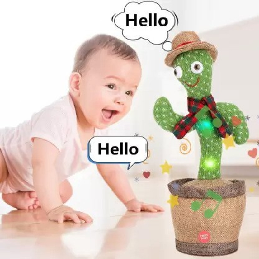 Rsentera Dancing Cactus Toy|Talking,Wriggle Singing Mimicking -Repeat What You Say(Green, Multicolor)