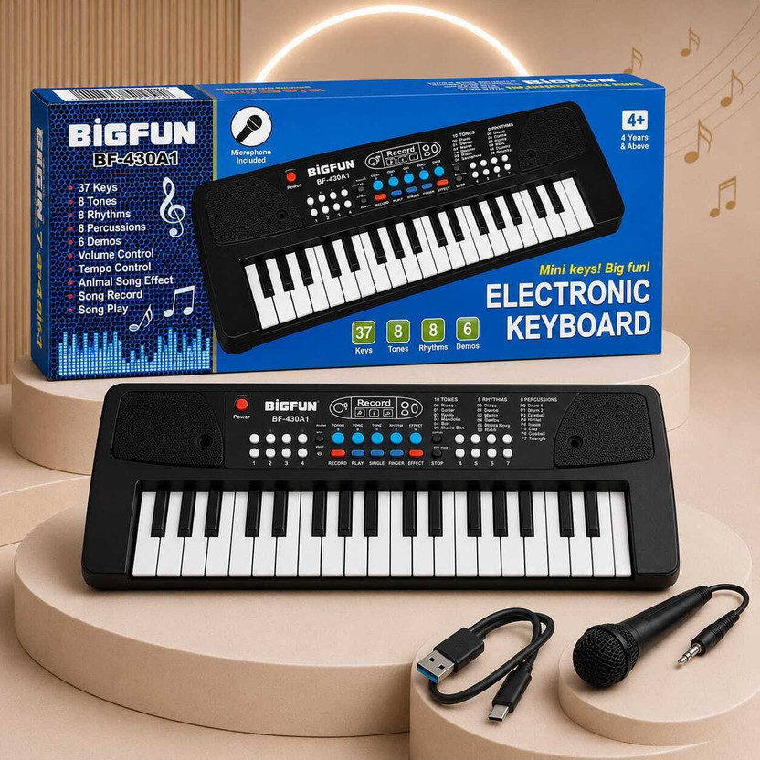 ZUNBELLA Mini Piano Keyboard 37 Keys with Mic Recording & USB Charging Musical Toy(Multicolor)