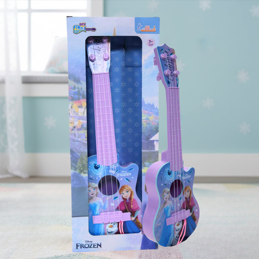 Kriiddaank Frozen Theme Guitar (Small), Mini Version Fingerstyle, Short Scale Guitar, Bes(Multicolor)