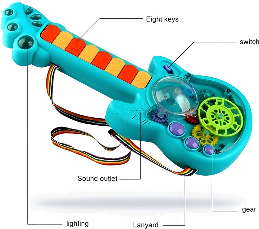 Zenex store Transparent Gear Guitar with Lights Toy for Kids Acoustic Music Learning Toys,(Multicolor)