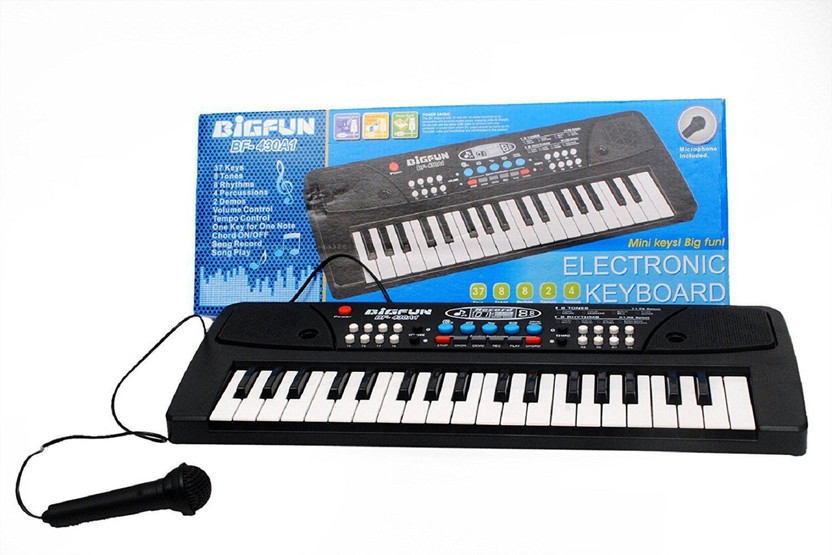 BIGFUN Electronic 37 Keys Toy Keyboard Piano with Microphone(Black)