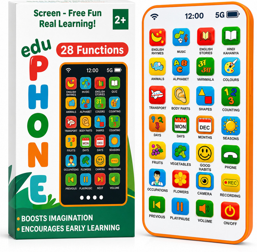 Kidzfun Educational Phone Toy for 2-12 Years Kids Rechargeable 24 Modes Music Functions(Multicolor)