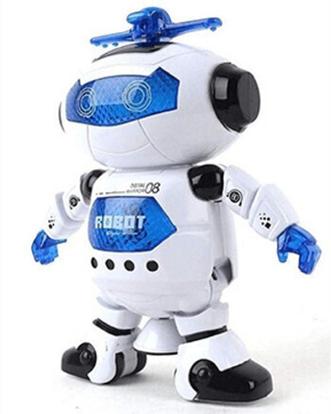 GoBaby 3D Colorful Lights and Music 360 Direction Movement Dancing Robot Toy(White)