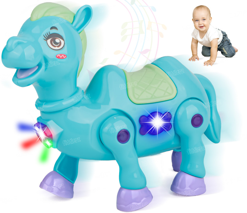 FIDDLERZ Musical Camel Toy for Kids with Colorful Lights Interactive Fun Toy(Blue)
