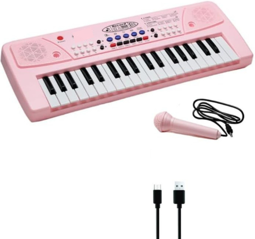 Jericos Kids Piano Keyboard 37 Keys | Electronic Musical Toy with Mic & USB | Pink(Pink)
