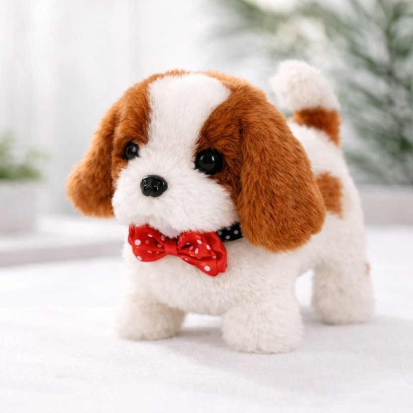 shirly Interactive Walking Barking Plush Puppy Toy with Wagging Tail(Multicolor)